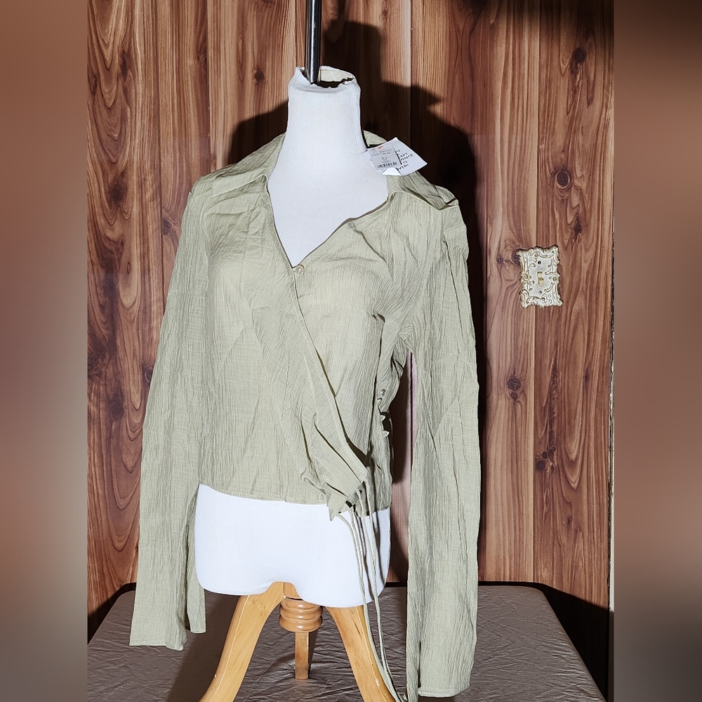 Nordstrom Olive Textured Blouse